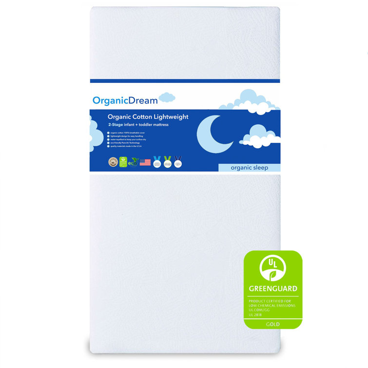 Organic Cotton Lightweight 2-Stage Crib and Toddler Mattress