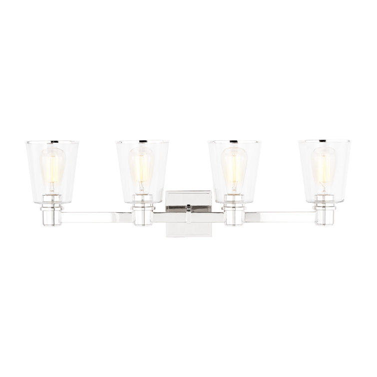 Polished Nickel 4-Light Dimmable Vanity Light with Clear Glass Shades
