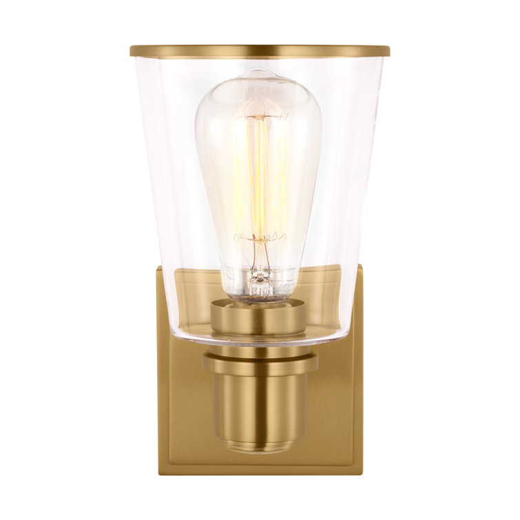 Burnished Brass and Clear Glass Dimmable Bath Sconce