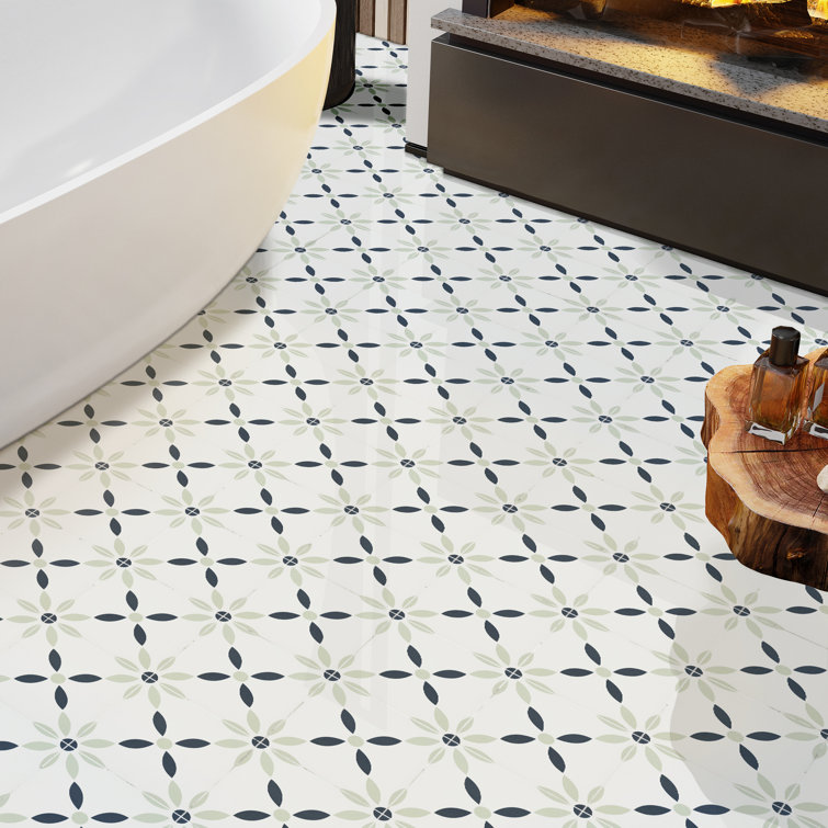 Greta 8'' x 8'' Matte Porcelain Encaustic Look Tile
