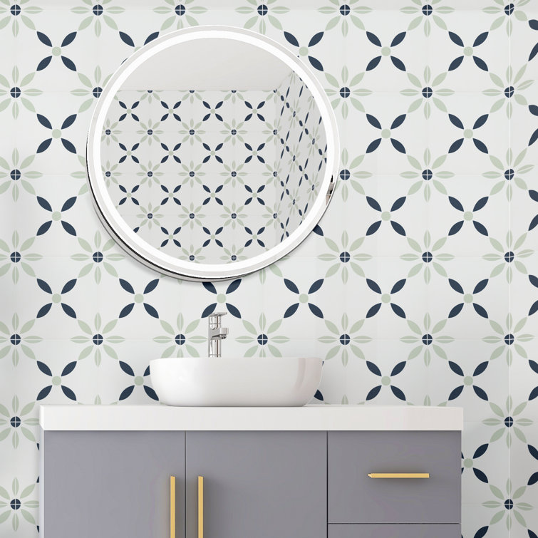 Greta 8'' x 8'' Matte Porcelain Encaustic Look Tile