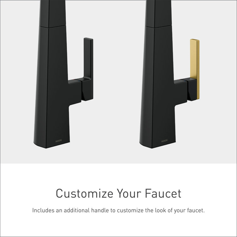 Matte Black Smart Touchless Pull-Down Kitchen Faucet with Gold Handle