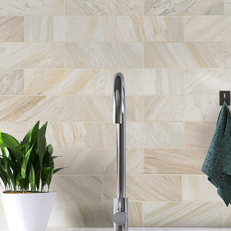 Athena Gold 4" x 12" Honed Marble Subway Tile