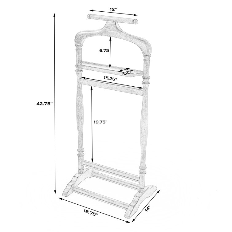 Cherry Wood Valet Stand with Trestle Base