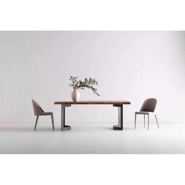 Light Grey Upholstered Iron Dining Chair Set with Foam Cushion