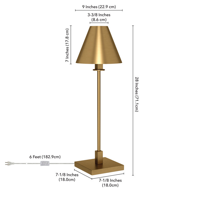 Brass Stainless Steel Buffet Table Lamp with Empire Shade