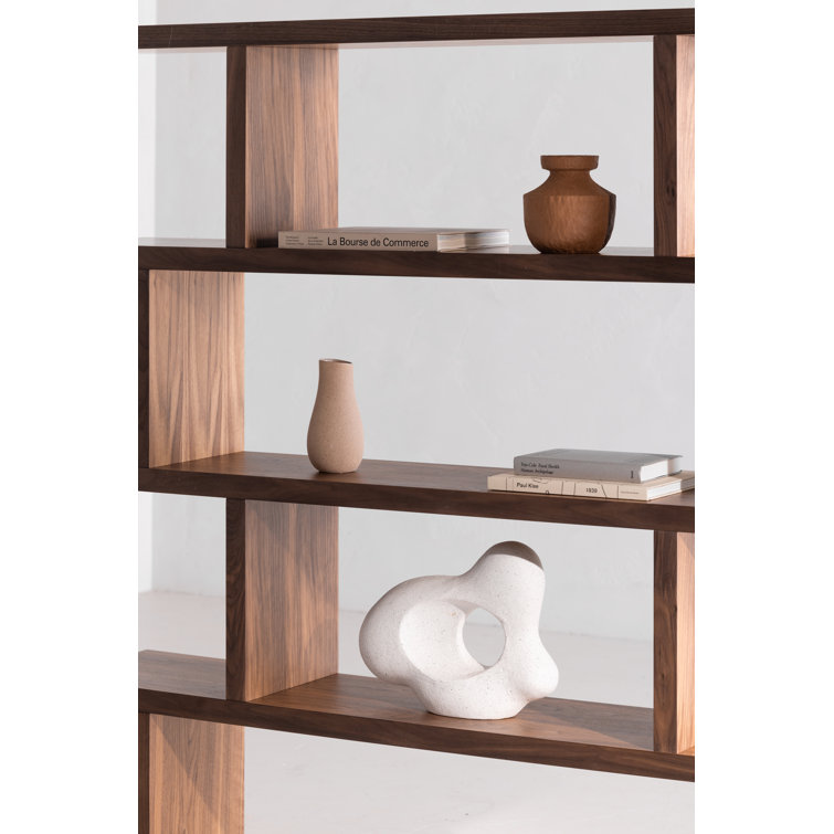 Miri Large 63'' Walnut Veneer Mid-Century Modern Bookcase