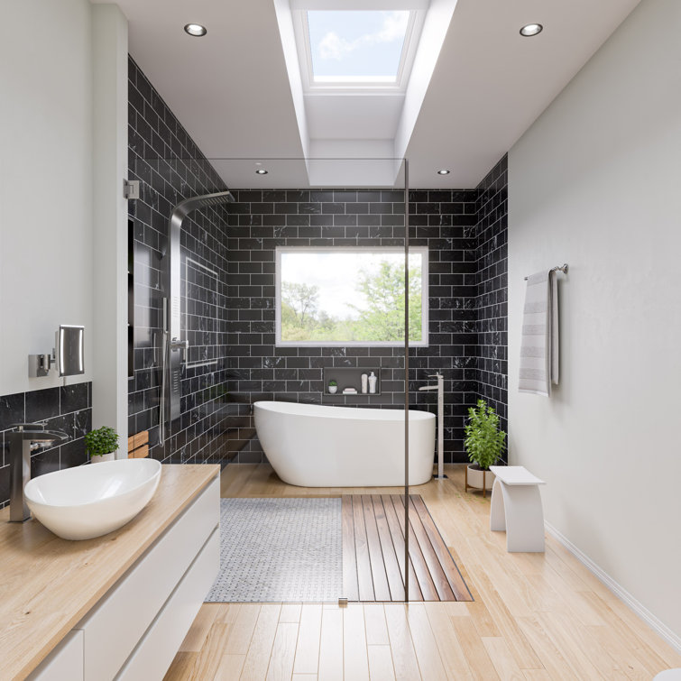 68'' White Freestanding Acrylic Soaking Bathtub