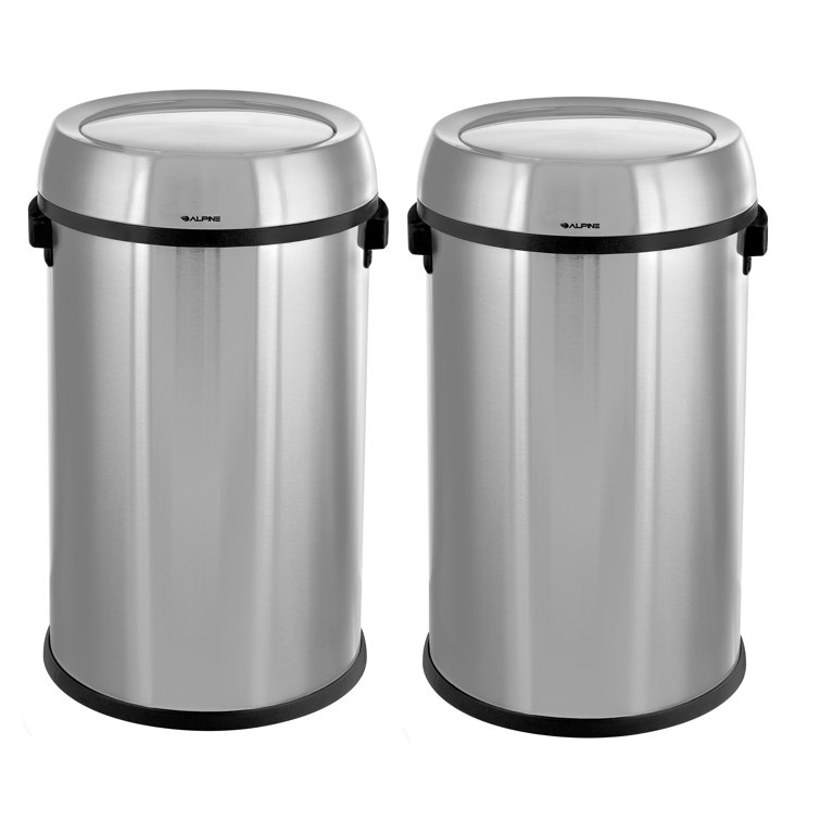 Stainless Steel 17-Gallon Commercial Trash Can with Swing Lid