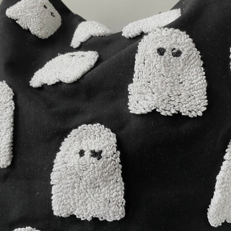 Black and White Tufted Cotton Ghost Pillow Cover