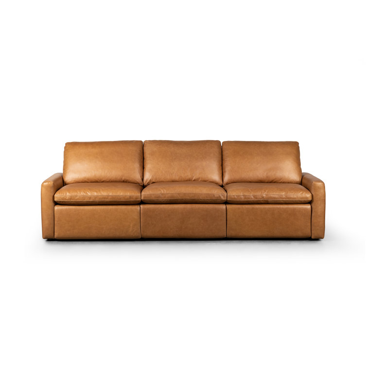 Sonoma Butterscotch Leather Three-Piece Sectional with Wood Frame