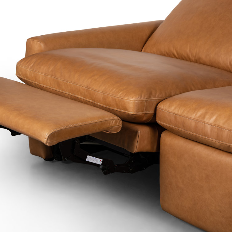Sonoma Butterscotch Leather Three-Piece Sectional with Wood Frame
