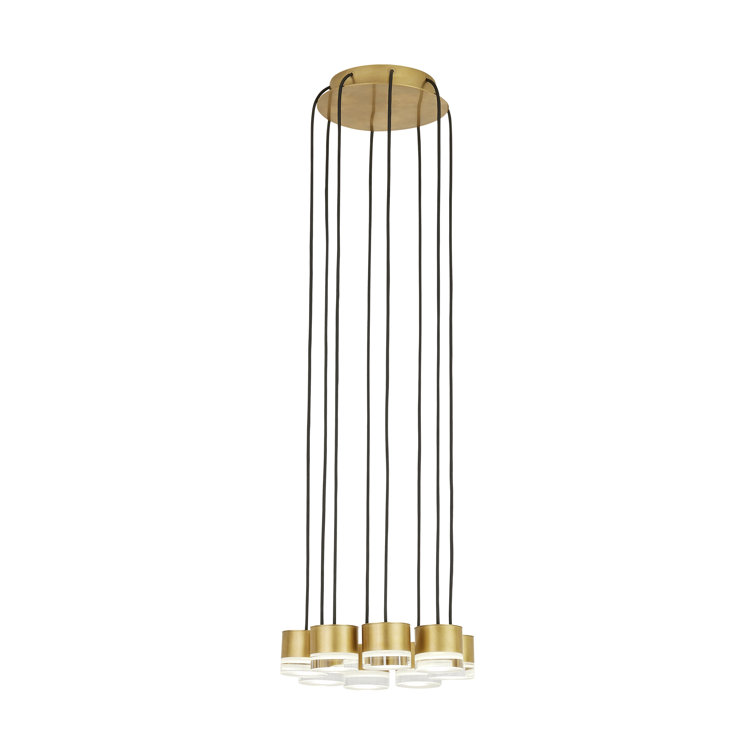 Gable Natural Brass 8-Light Integrated LED Crystal Pendant