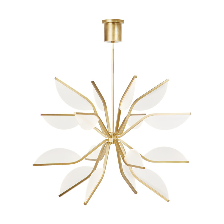 Natural Brass Globe LED Chandelier with Petal Shades
