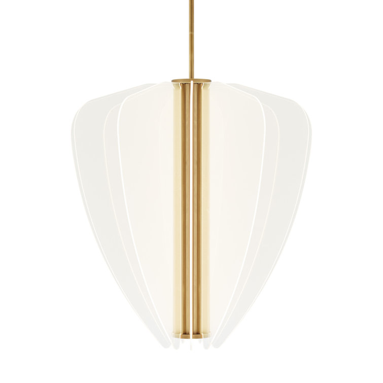 Plated Brass LED Pendant Light with Acrylic Panels