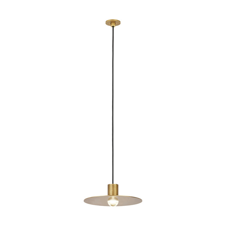 Natural Brass 8'' LED Pendant Light with Aluminum Shade