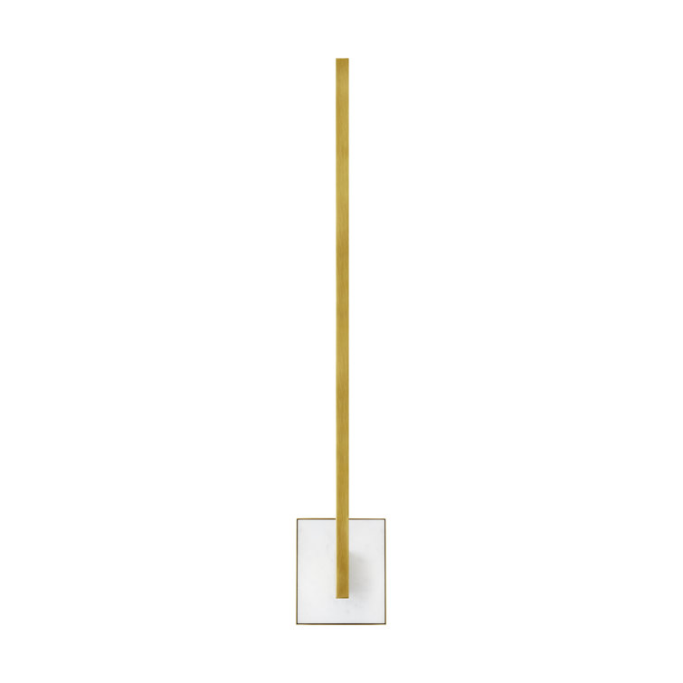 Klee Dimmable LED Wall Sconce in Black with Natural Brass and White Marble