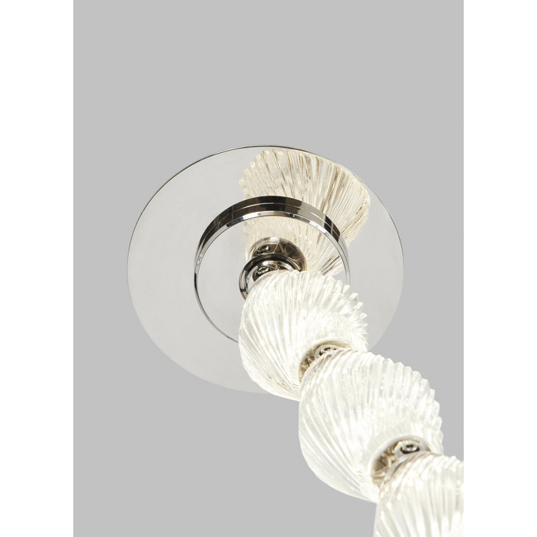 108" Polished Nickel and Crystal LED Chandelier