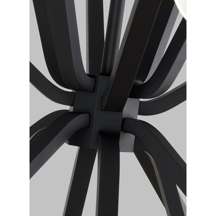 Matte Black Globe LED Chandelier with Integrated Light