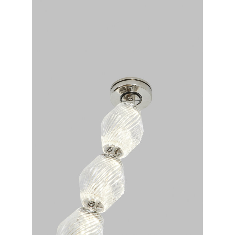 108" Polished Nickel and Crystal LED Chandelier