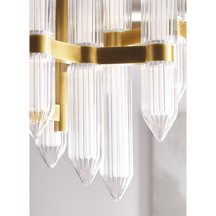 Langston 47" Plated Brass and Crystal LED Chandelier