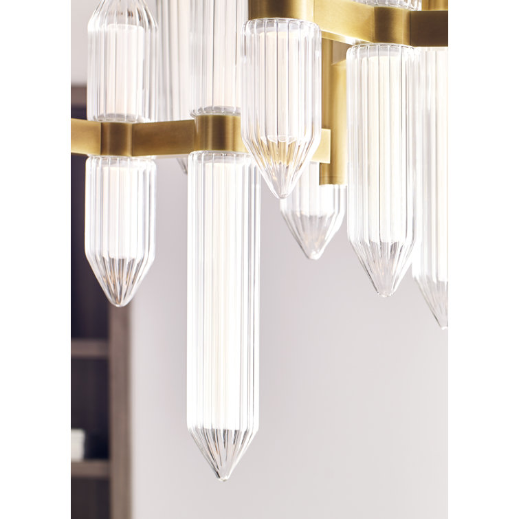 Langston 47" Plated Brass and Crystal LED Chandelier