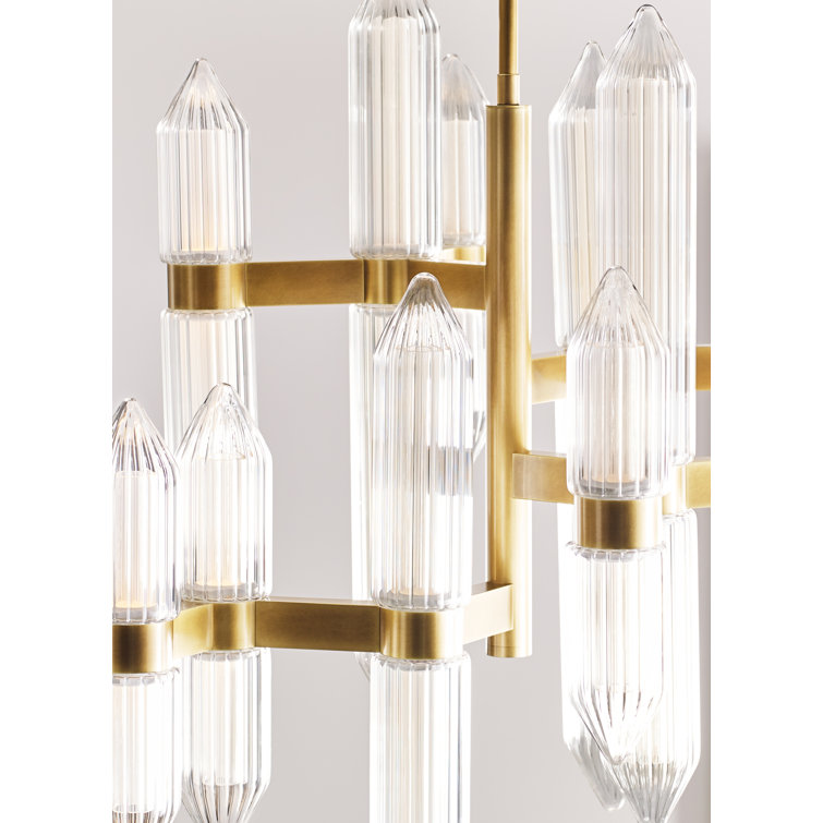 Langston 47" Plated Brass and Crystal LED Chandelier