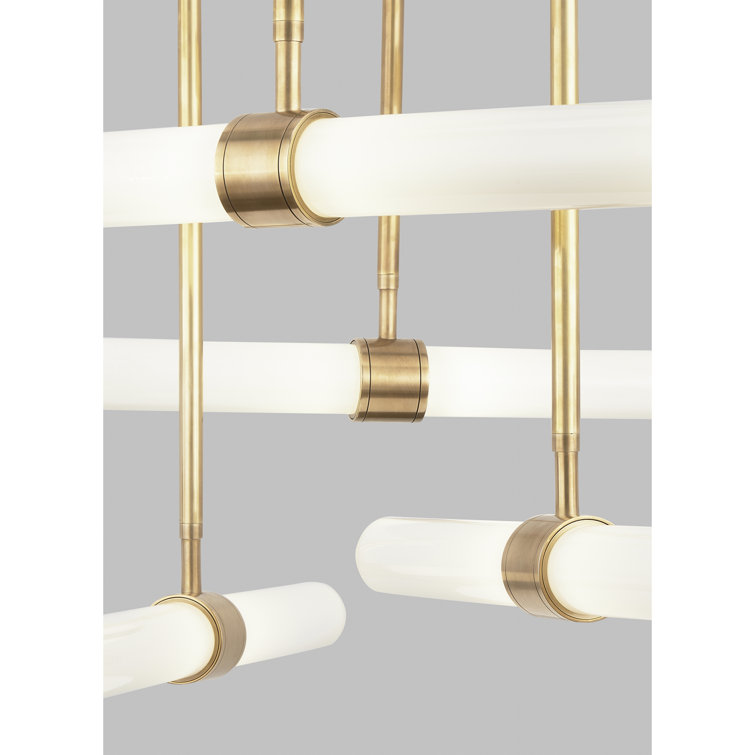 Natural Brass 6-Light LED Chandelier with Glass Shades