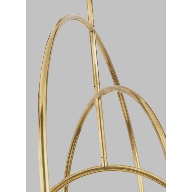 Natural Brass 6-Light LED Chandelier with Glass Shades
