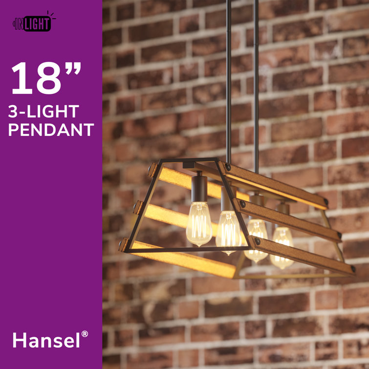 34'' Hand-Painted Faux Wood Farmhouse Kitchen Island Pendant