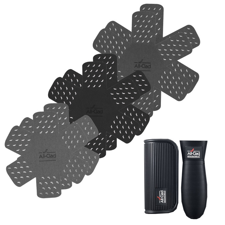 Black Silicone Cookware Protectors and Grips Set, 8-Piece