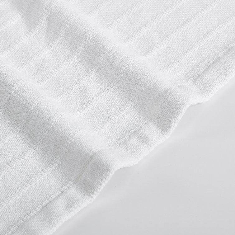 Luxurious All-Over Rib King-Size Cotton Blanket in White