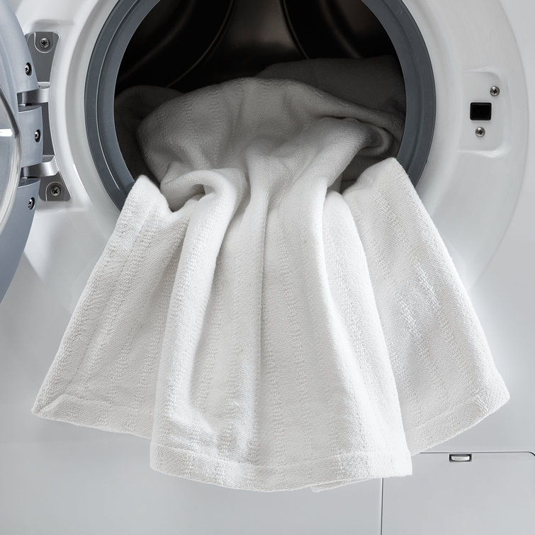 Luxurious All-Over Rib King-Size Cotton Blanket in White