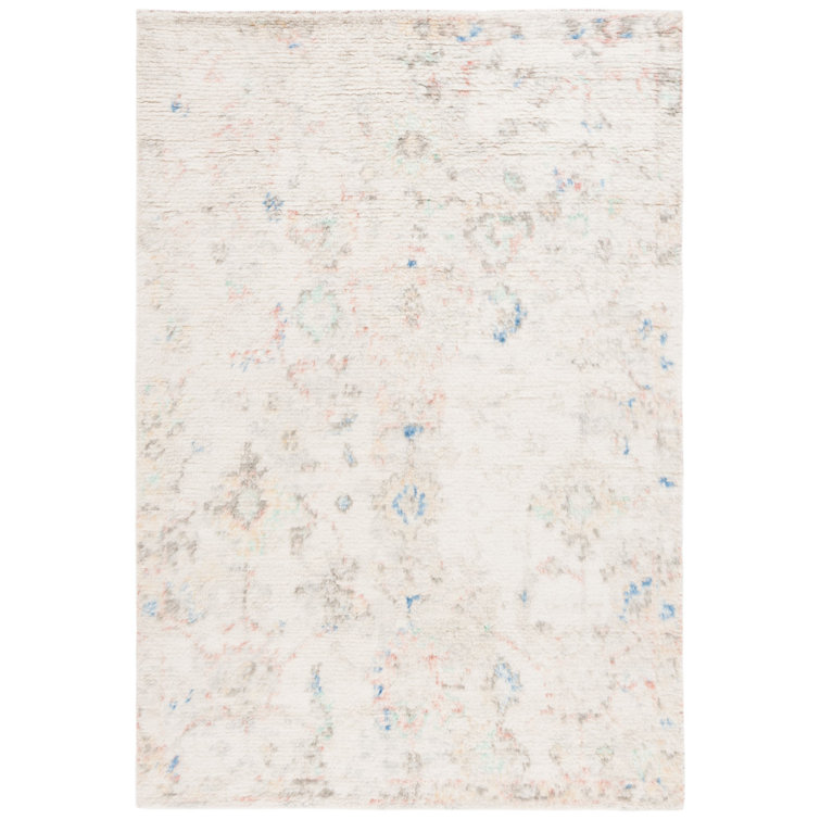Ivory Hand-Knotted Wool and Cotton 6' x 9' Area Rug