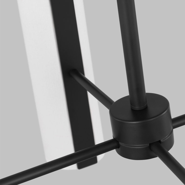 Midnight Black 8-Light Chandelier with White Linen Shades