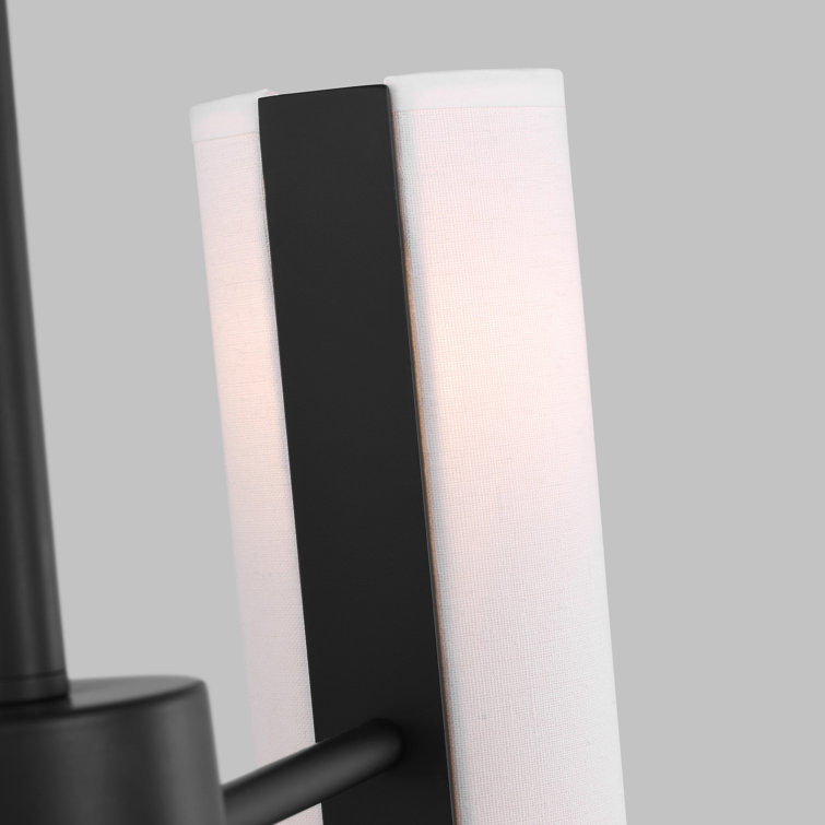 Midnight Black 8-Light Chandelier with White Linen Shades