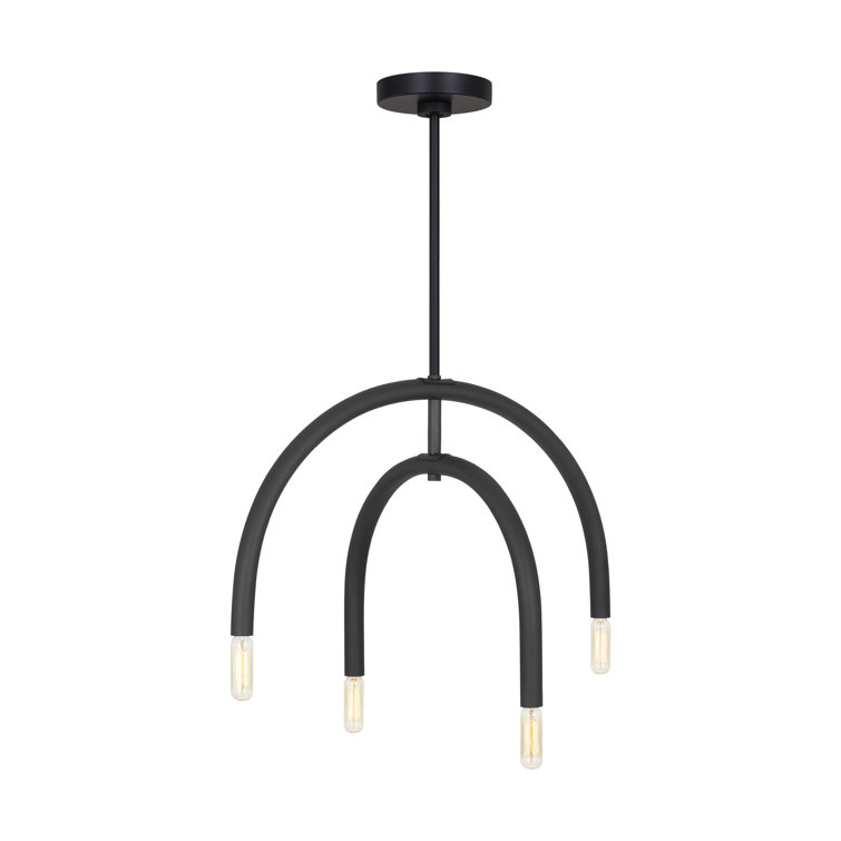 Midnight Black 4-Light Geometric Chandelier with Glass Shades