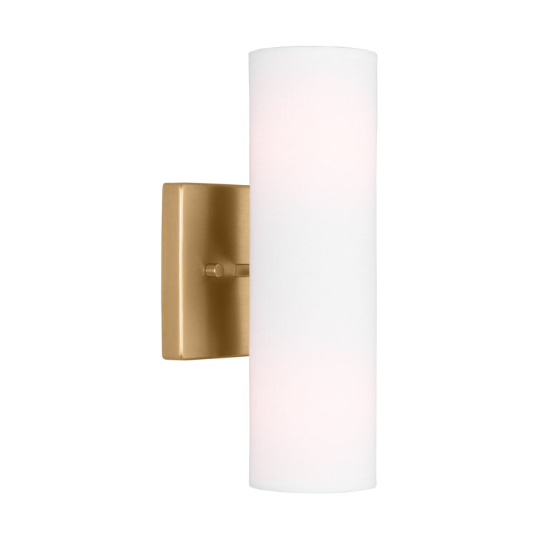White Frosted Glass Brass Tube-Shaped Wall Sconce