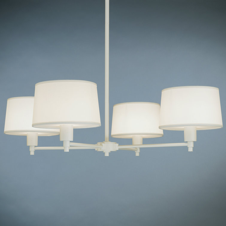 Stardust White Drum Chandelier with Snowflake Fabric Shades