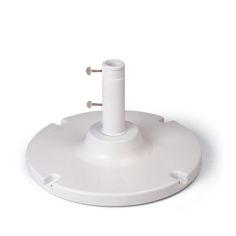 White Round Concrete Umbrella Base with Reinforced Stem