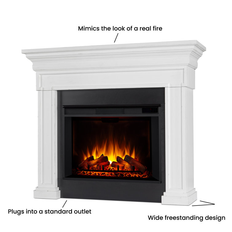Emerson 56'' Rustic White Electric Fireplace with Mantel