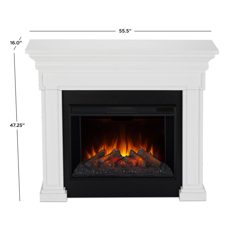 Emerson 56'' Rustic White Electric Fireplace with Mantel