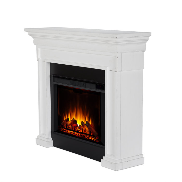 Emerson 56'' Rustic White Electric Fireplace with Mantel