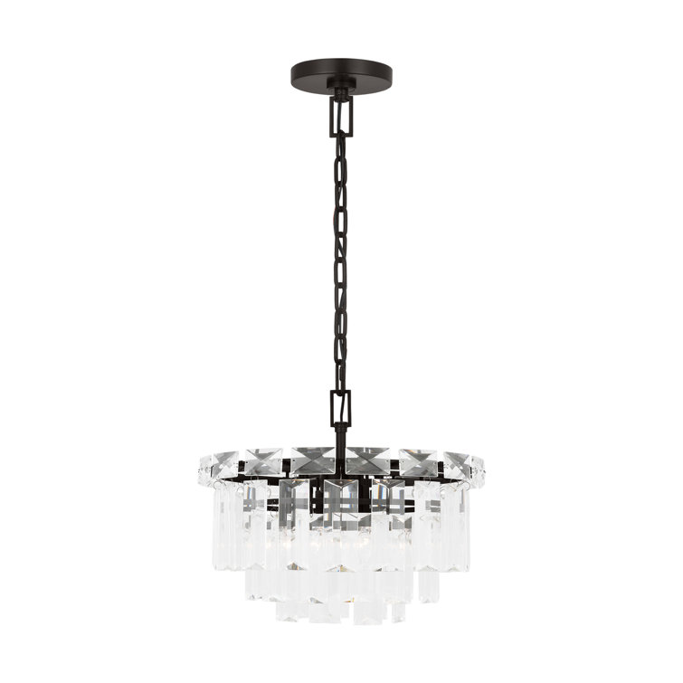 Aged Iron Mini Crystal 4-Light Candle Chandelier