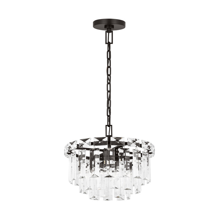 Aged Iron Mini Crystal 4-Light Candle Chandelier
