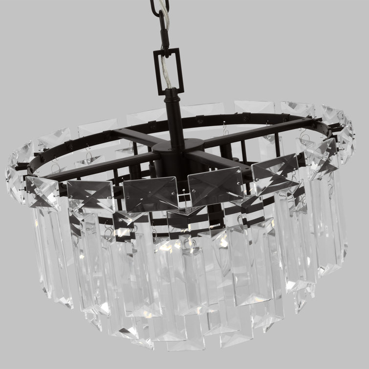 Aged Iron Mini Crystal 4-Light Candle Chandelier