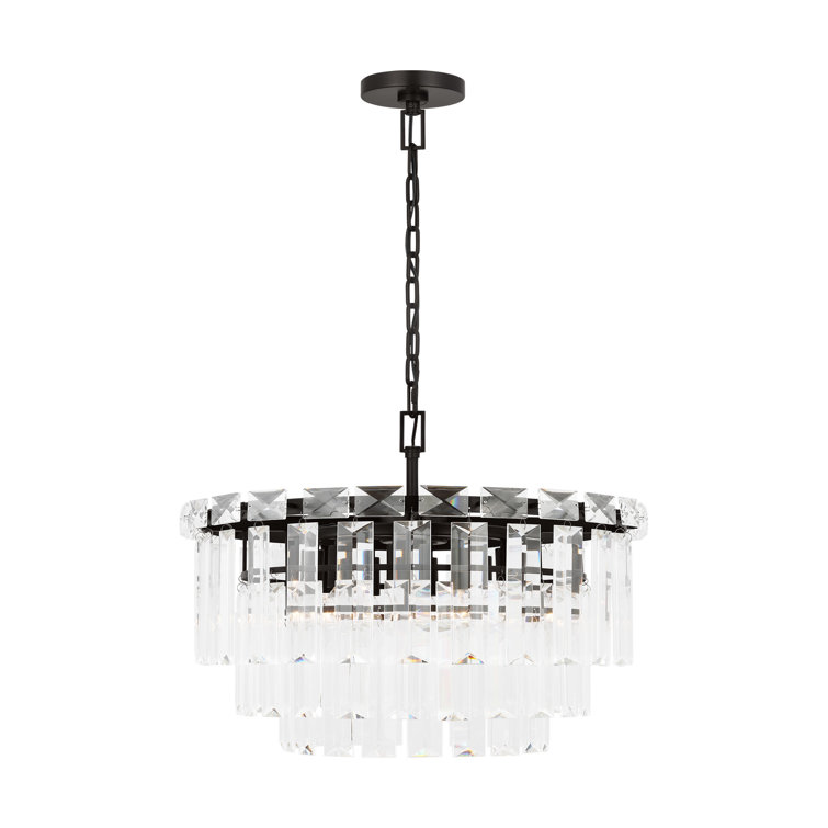 Aged Iron Crystal 10-Light Tiered Chandelier
