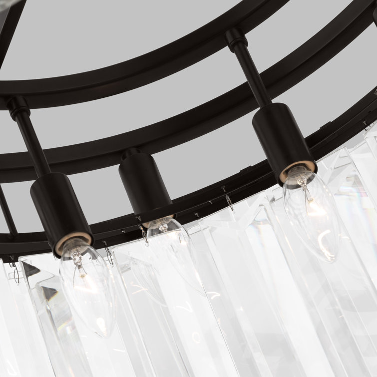 Arden Aged Iron 16-Light Tiered Chandelier with Textured Glass