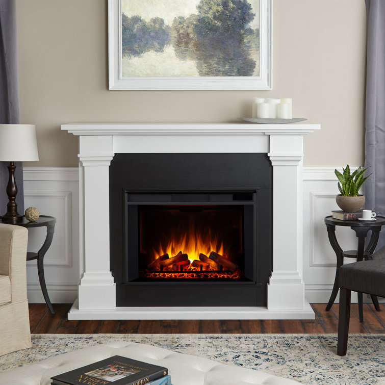 Callaway 63" White Free-Standing Electric Fireplace with Mantel