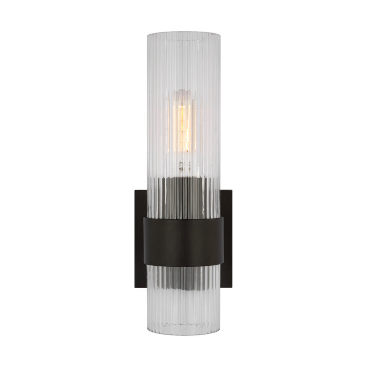 Geneva Black Iron Wall Sconce with Translucent Tube Shade